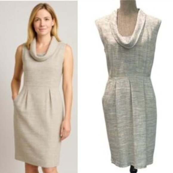 Debbie Shuchat Grey Sleeveless Dress Linen Tweed Textured Size 8 - Picture 1 of 16